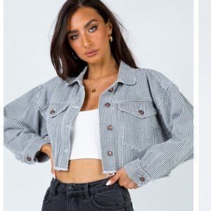 Princess Polly Nixi Cropped Jacket in Black and White: Size US 4
